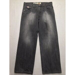 Vintage AVIREX Eagle Baggy Wide Leg Jeans Men 38x34 Gray Faded Y2K Hip Hop Skate